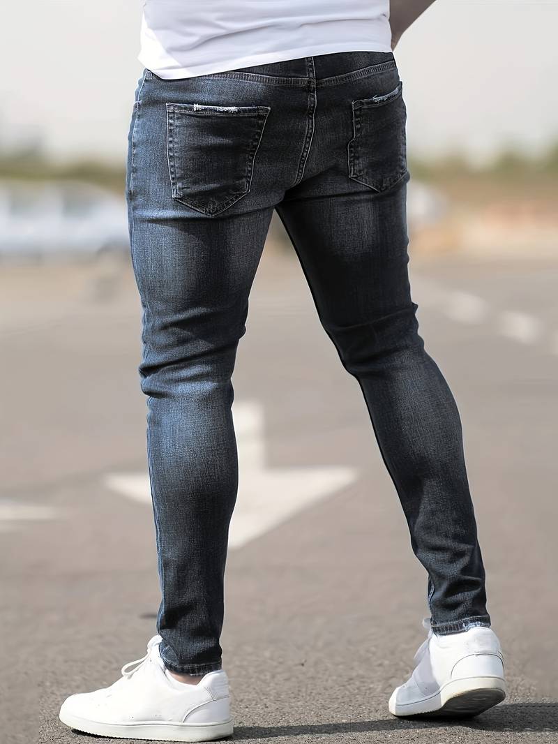 Jeans - Herren Zerrissen Dehnen chlank Passform Jeans-Chaps Herrenmode