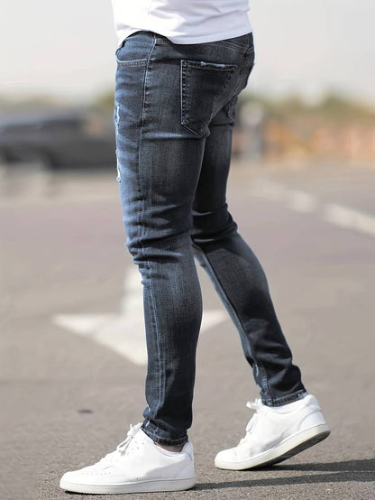 Jeans - Herren Zerrissen Dehnen chlank Passform Jeans-Chaps Herrenmode