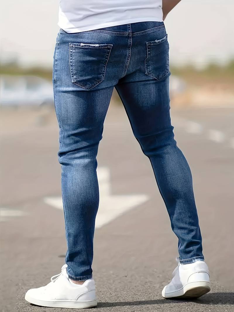 Jeans - Herren Zerrissen Dehnen chlank Passform Jeans-Chaps Herrenmode