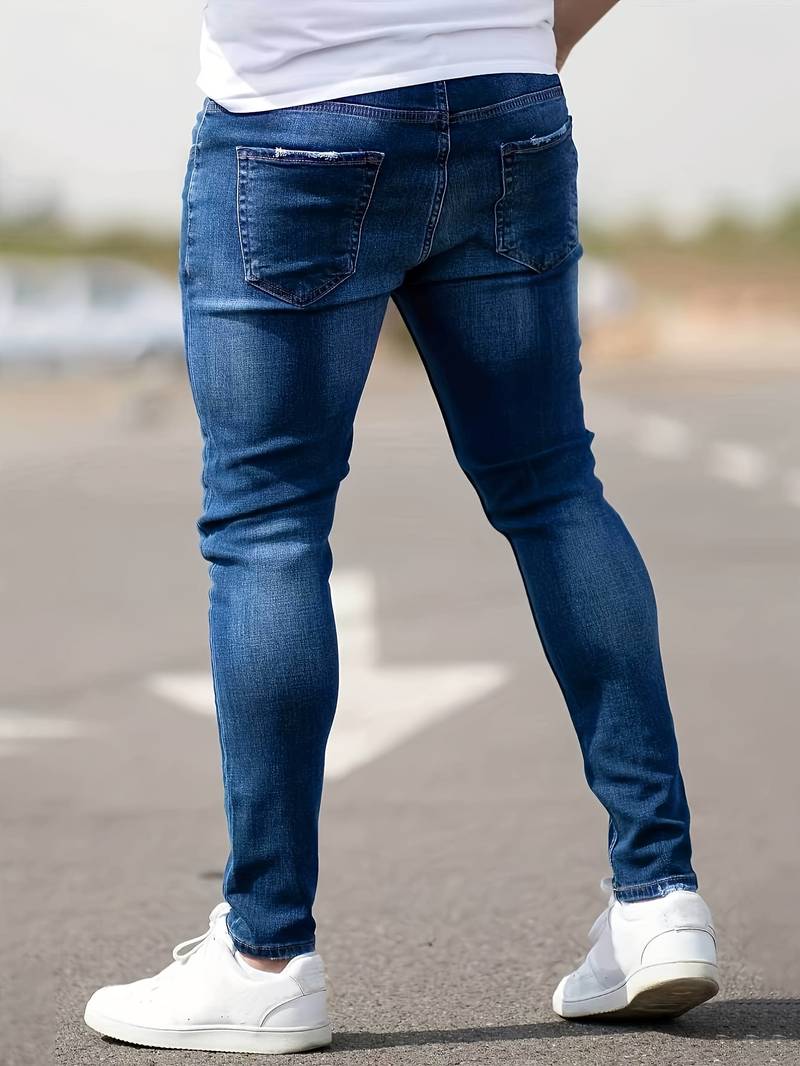 Jeans - Herren Zerrissen Dehnen chlank Passform Jeans-Chaps Herrenmode