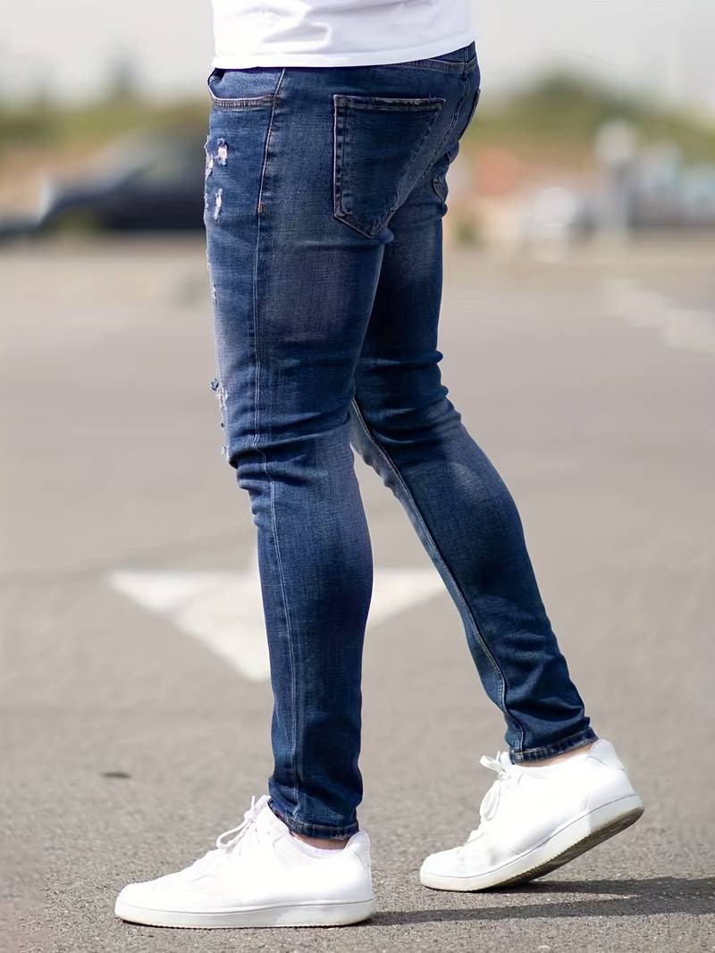 Jeans - Herren Zerrissen Dehnen chlank Passform Jeans-Chaps Herrenmode