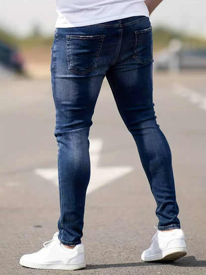 Jeans - Herren Zerrissen Dehnen chlank Passform Jeans-Chaps Herrenmode