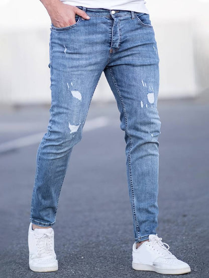 Jeans - Herren Zerrissen Dehnen chlank Passform Jeans-Chaps Herrenmode