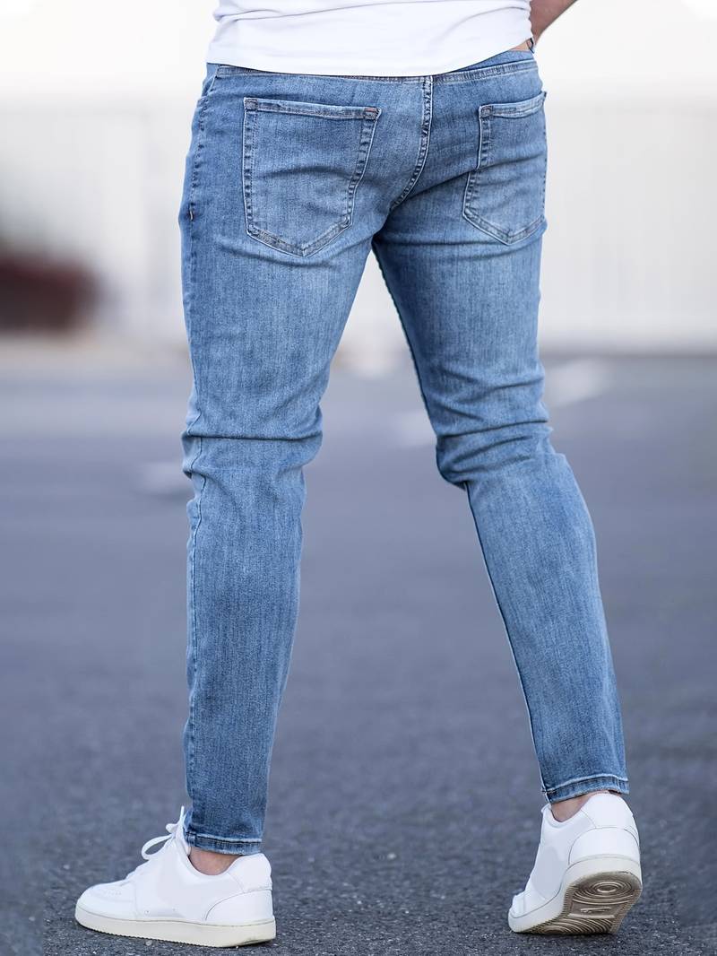 Jeans - Herren Zerrissen Dehnen chlank Passform Jeans-Chaps Herrenmode