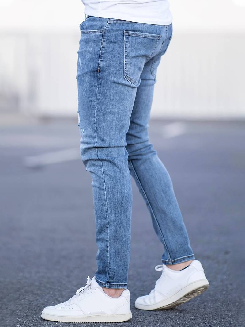 Jeans - Herren Zerrissen Dehnen chlank Passform Jeans-Chaps Herrenmode