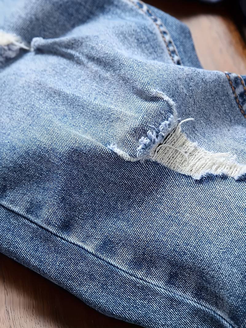 Jeans - Herren Zerrissen Dehnen chlank Passform Jeans-Chaps Herrenmode