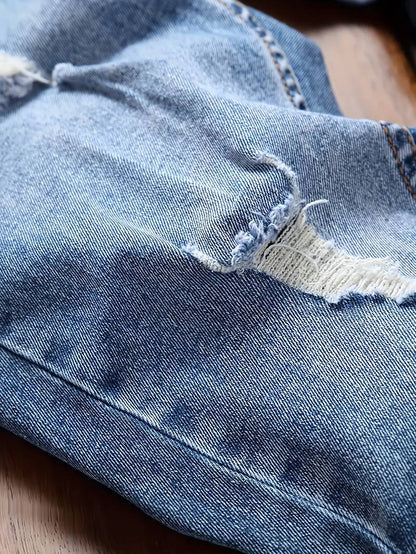 Jeans - Herren Zerrissen Dehnen chlank Passform Jeans-Chaps Herrenmode