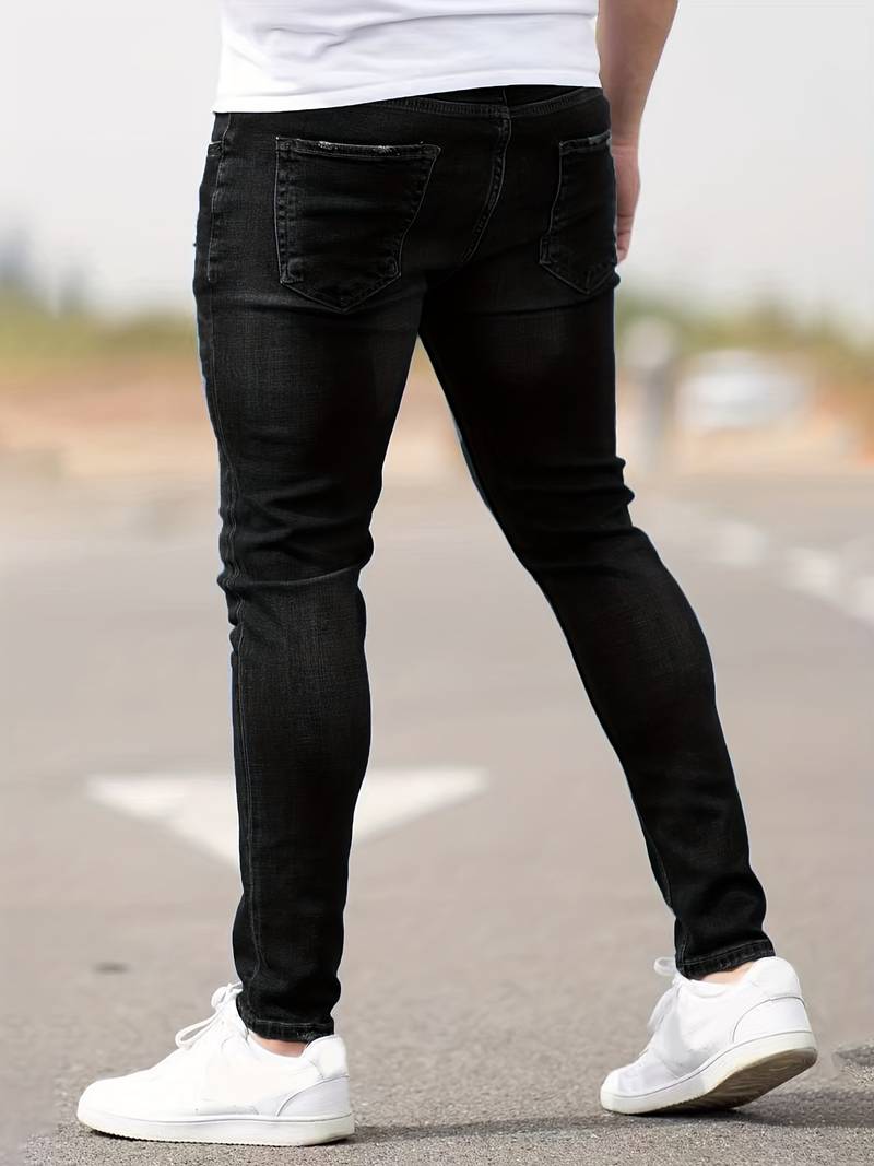 Jeans - Herren Zerrissen Dehnen chlank Passform Jeans-Chaps Herrenmode