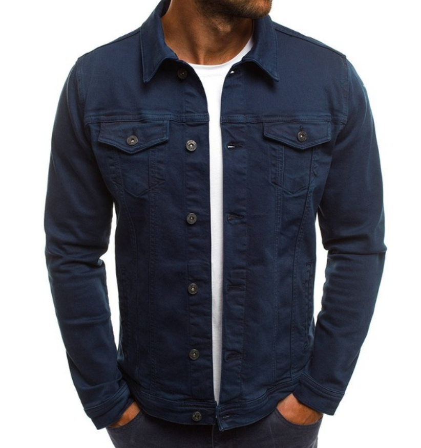 Jeansjacke – Button-Up | Slim Fit | Jeansjacke | Herrenjacke-Dunkelblau-XS-Chaps Herrenmode