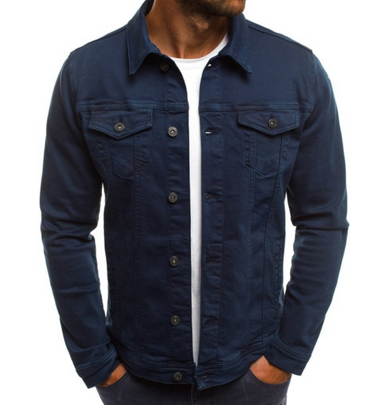 Jeansjacke – Button-Up | Slim Fit | Jeansjacke | Herrenjacke-Dunkelblau-XS-Chaps Herrenmode