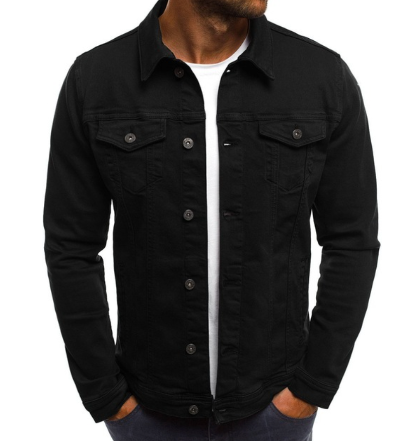 Jeansjacke – Button-Up | Slim Fit | Jeansjacke | Herrenjacke-Schwarz-XS-Chaps Herrenmode