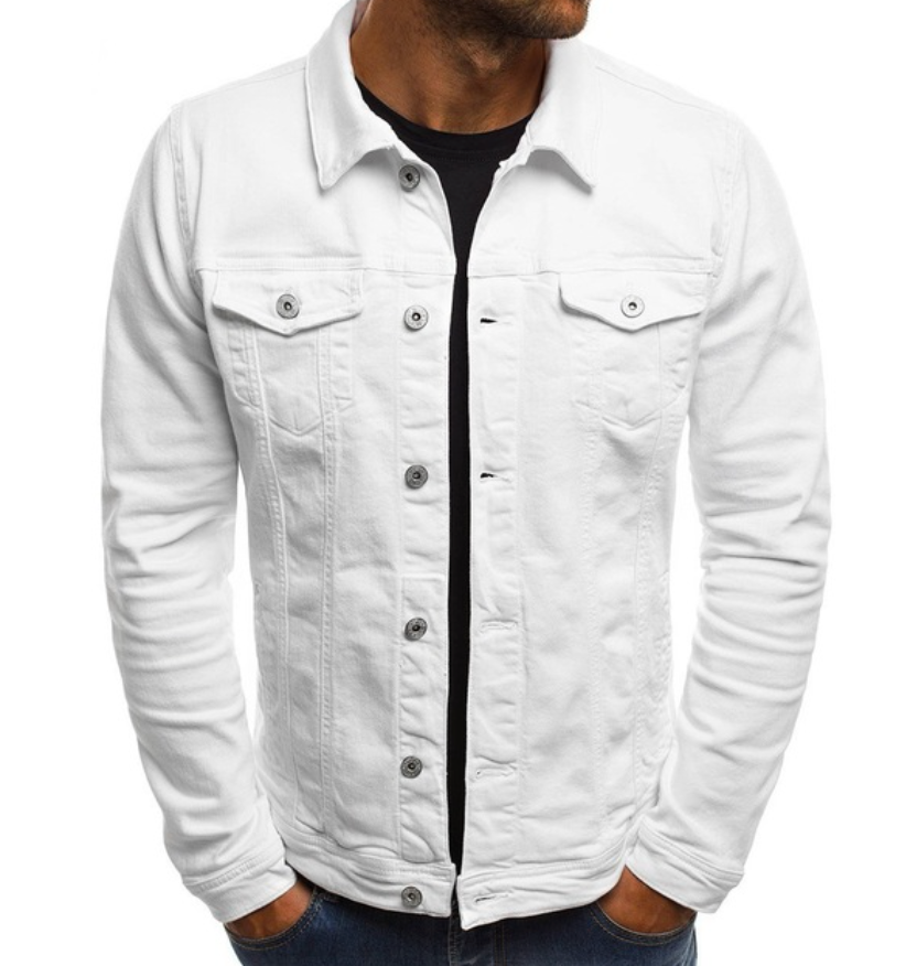 Jeansjacke – Button-Up | Slim Fit | Jeansjacke | Herrenjacke-Weiß-XS-Chaps Herrenmode