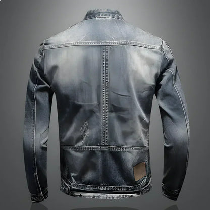 Jeansjacke – Gewaschene, Schmal Geschnittene Jeansjacke mit Reißverschluss für Herren-Chaps Herrenmode