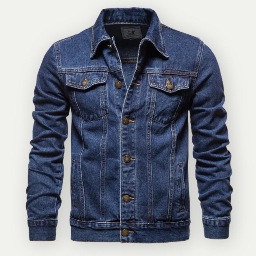 Jeansjacke - Klassisch - Regular Fit - Jeansjacke - Herren Jeansjacke-Dunkelblau-M-Chaps Herrenmode