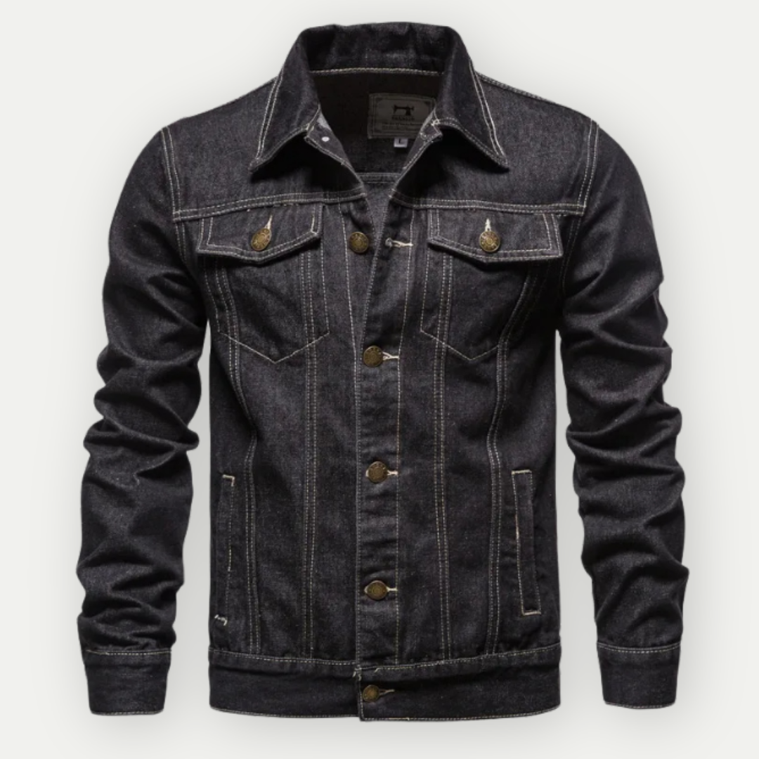 Jeansjacke - Klassisch - Regular Fit - Jeansjacke - Herren Jeansjacke-Schwarz-M-Chaps Herrenmode