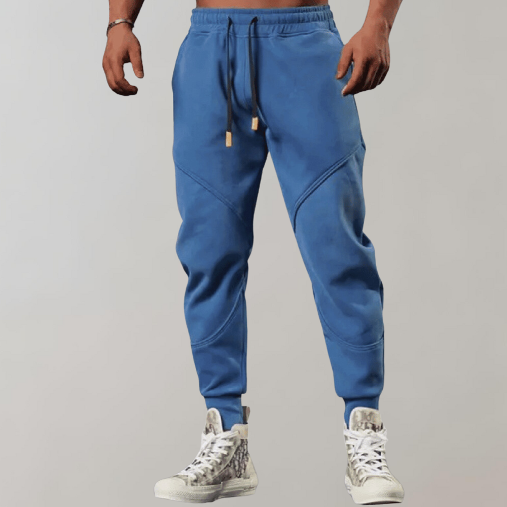 Jogger - Bequeme Herren Sweatpants mit elastischer Taille und Kordelzug-Blau-M-Chaps Herrenmode