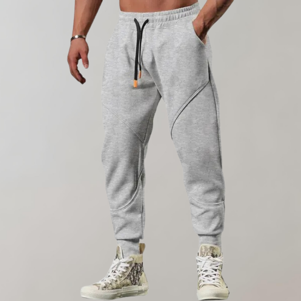 Jogger - Bequeme Herren Sweatpants mit elastischer Taille und Kordelzug-Hellgrau-M-Chaps Herrenmode