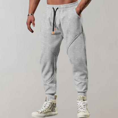 Jogger - Bequeme Herren Sweatpants mit elastischer Taille und Kordelzug-Hellgrau-M-Chaps Herrenmode