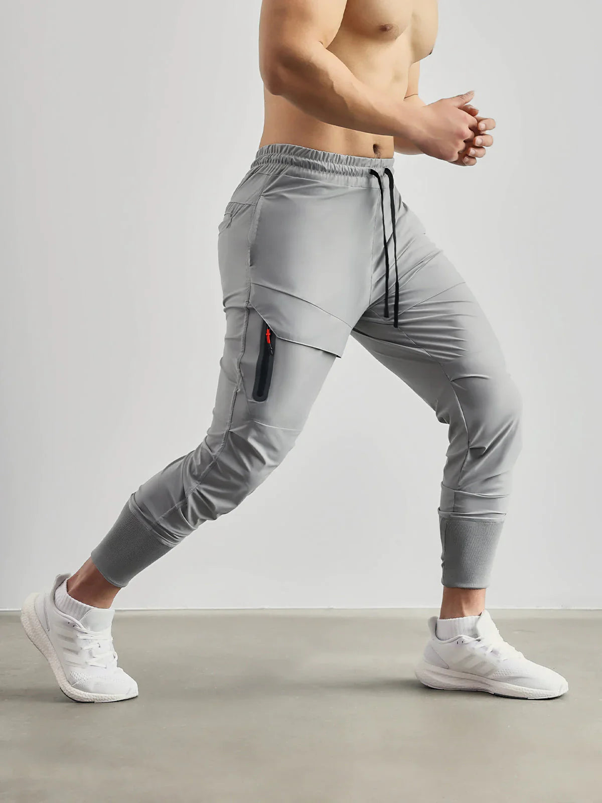 Jogger – Stretch – Quick-Dry – Herren-Laufhose – Trainingshose-Grau-S-Chaps Herrenmode