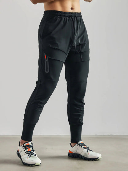Jogger – Stretch – Quick-Dry – Herren-Laufhose – Trainingshose-Schwarz-S-Chaps Herrenmode