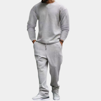 Jogginganzug | Lange Ärmel | Gerades Bein | Sweatshirt und Jogger Set | Herren Jogginganzug Sets-Grau-M-Chaps Herrenmode