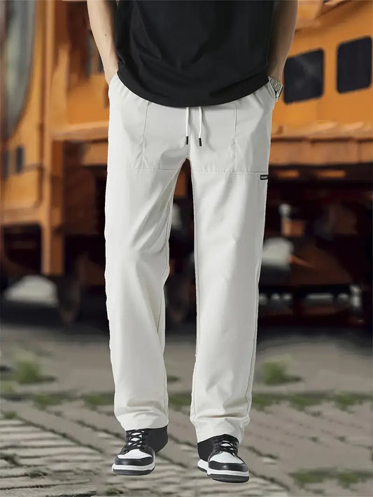 Jogginghose | Kordelzug | Freizeit | Gerade geschnittene Hose | Herrenhose-Elfenbeinweiß-S-Chaps Herrenmode