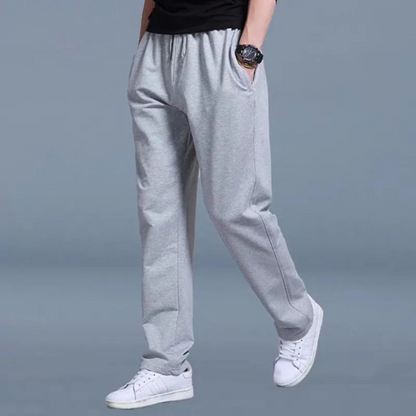Jogginghose mit geradem Bein – Kordelzug – Freizeit – Sweathose – Herrenhose-Hellgrau-M-Chaps Herrenmode