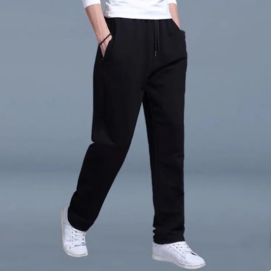 Jogginghose mit geradem Bein – Kordelzug – Freizeit – Sweathose – Herrenhose-Schwarz-M-Chaps Herrenmode