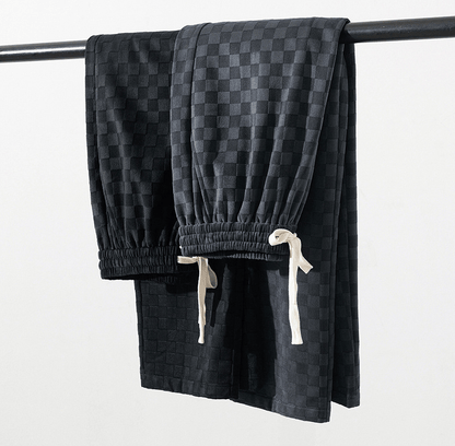 Jogginghosen mit weitem Bein | Elastischer Bund | Karomuster | Locker sitzende Hose | Jogginghosen für Herren-Chaps Herrenmode