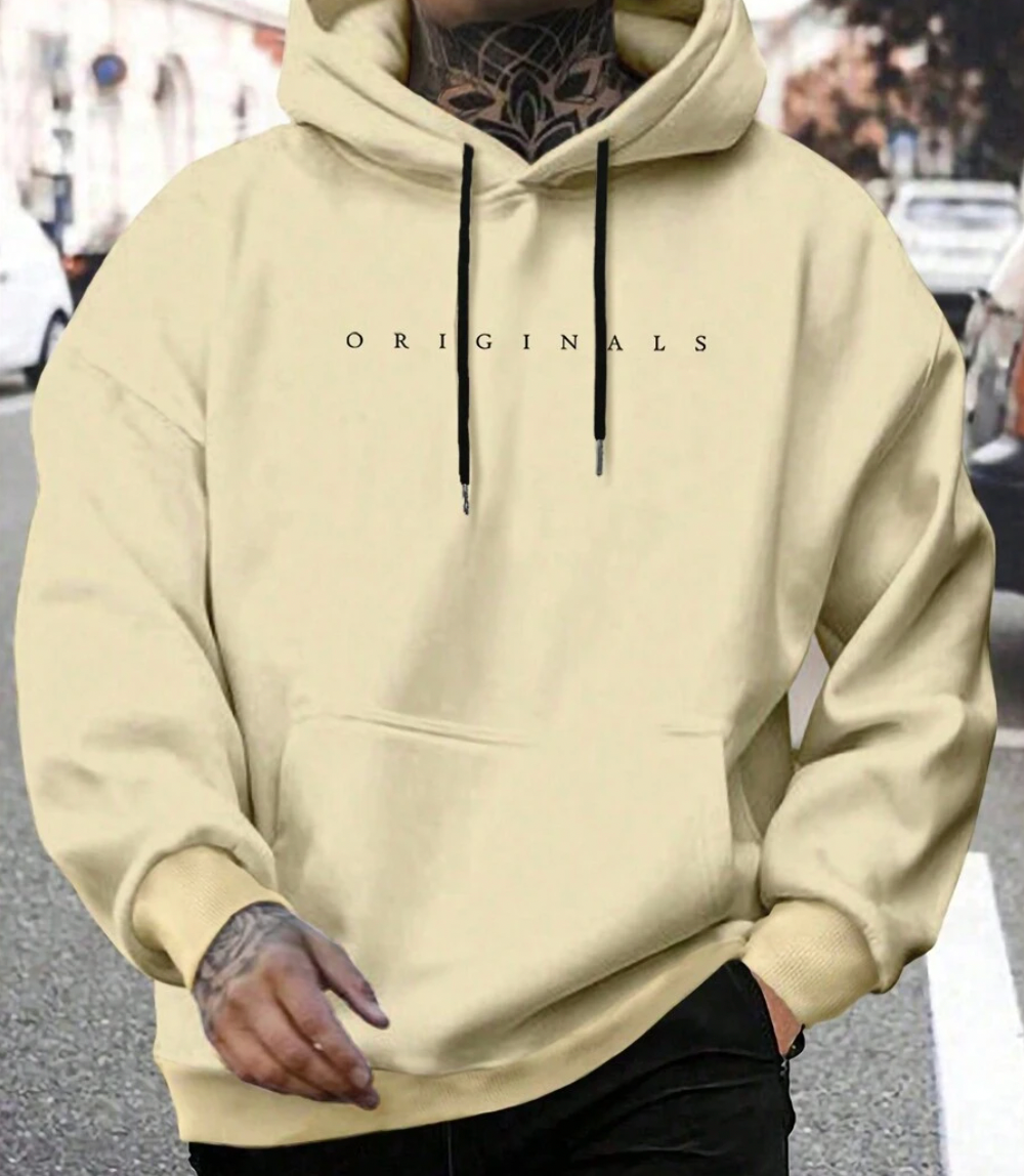 Kapuzenpulli - Gemütlicher Pullover-Hoodie mit Kordelzug für Männer-Gelb-S-Chaps Herrenmode