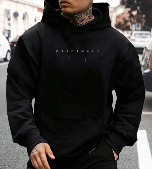 Kapuzenpulli - Gemütlicher Pullover-Hoodie mit Kordelzug für Männer-Schwarz-S-Chaps Herrenmode