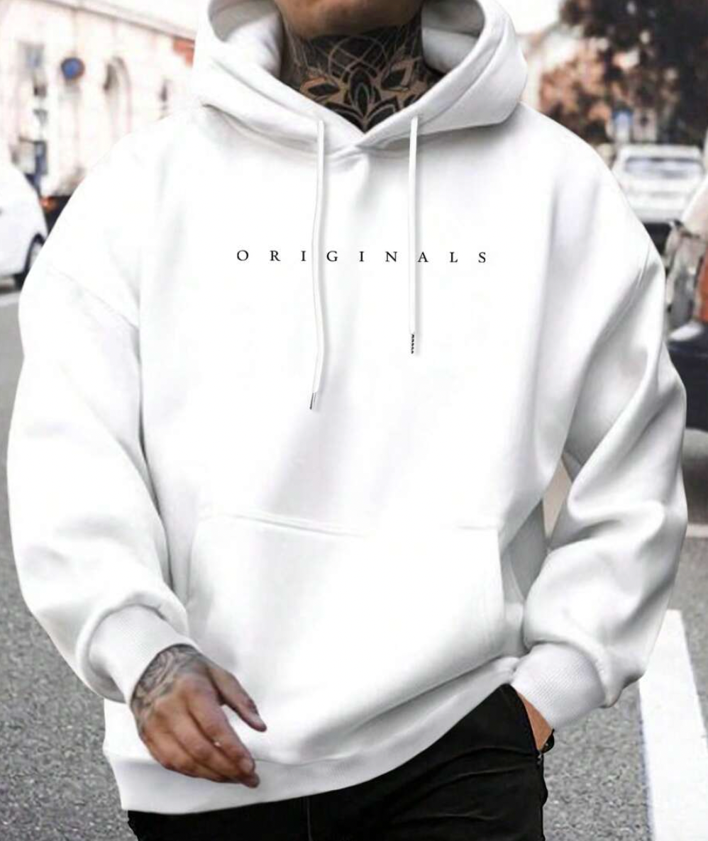 Kapuzenpulli - Gemütlicher Pullover-Hoodie mit Kordelzug für Männer-Weiß-S-Chaps Herrenmode