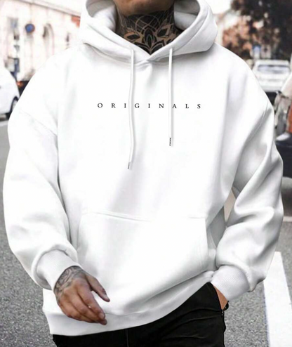 Kapuzenpulli - Gemütlicher Pullover-Hoodie mit Kordelzug für Männer-Weiß-S-Chaps Herrenmode