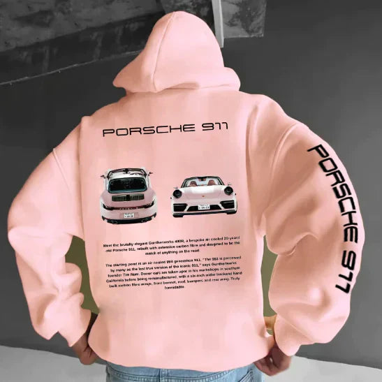 Kapuzenpullover | Auto-Print | Warm | Oversized-Kapuzenpullover | Herrenbekleidung-Porsche 911 Hellrosa Hoodie-S-Chaps Herrenmode