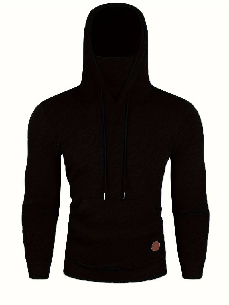 Kapuzenpullover mit Gesichtsmaske | Normale Passform | Tasche | Pullover-Kapuzenpullover | Herren-Kapuzenpullover-Chaps Herrenmode