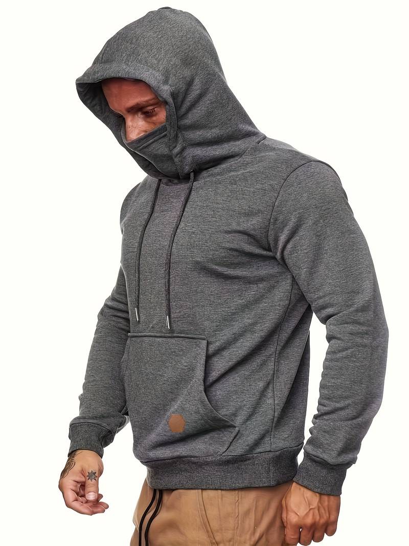 Kapuzenpullover mit Gesichtsmaske | Normale Passform | Tasche | Pullover-Kapuzenpullover | Herren-Kapuzenpullover-Chaps Herrenmode