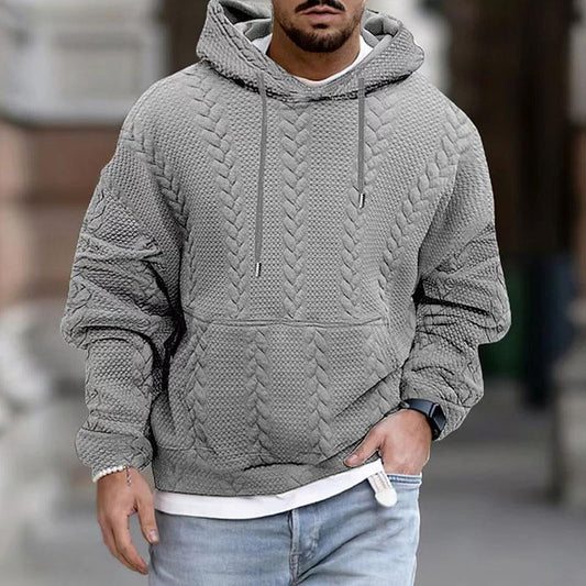 Kapuzenpullover – warmer, lässiger, grob gestrickter Herren-Kapuzenpullover-Grau-S-Chaps Herrenmode