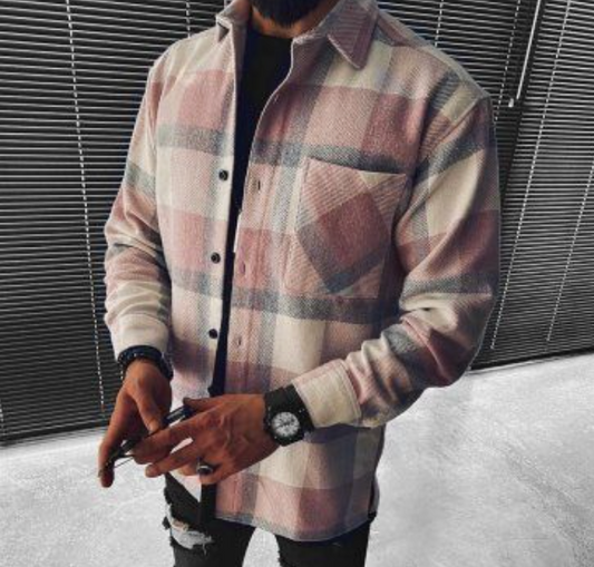 Kariertes Hemd - Button-Up - Brusttasche - Überhemd - Herrenhemd Jacke-Chaps Herrenmode