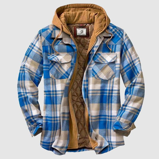 Karojacke – gesteppte Herren-Herbstjacke mit Kapuze-Chaps Herrenmode