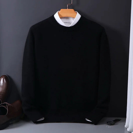 Kaschmirpullover | Strick | Rundhalsausschnitt | Pullover | Herrenbekleidung-Schwarz-XS-Chaps Herrenmode