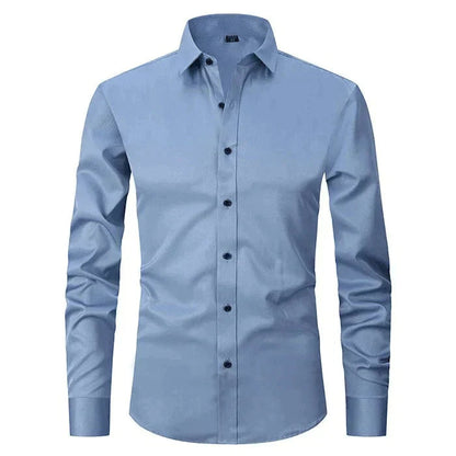 Kleid Hemd | Knitterfrei | Stretch | Knopfleiste Hemd | Herrenhemden-Blau-XS-Chaps Herrenmode