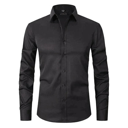Kleid Hemd | Knitterfrei | Stretch | Knopfleiste Hemd | Herrenhemden-Schwarz-XS-Chaps Herrenmode