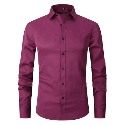 Kleid Hemd | Knitterfrei | Stretch | Knopfleiste Hemd | Herrenhemden-Weinrot-XS-Chaps Herrenmode