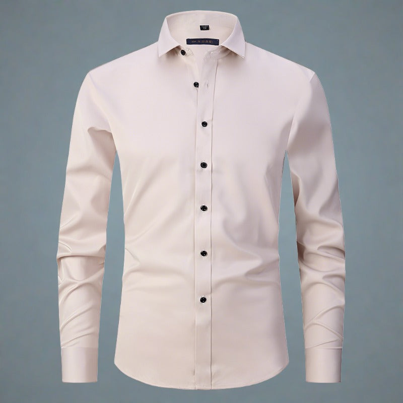 Knitterfreies Hemd | Bügelfrei | Stretch | Button-Up Hemd | Herrenhemd-Beige-S-Chaps Herrenmode