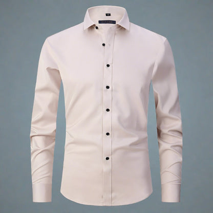 Knitterfreies Hemd | Bügelfrei | Stretch | Button-Up Hemd | Herrenhemd-Beige-S-Chaps Herrenmode