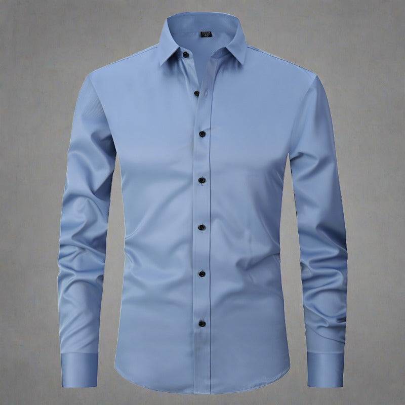 Knitterfreies Hemd | Bügelfrei | Stretch | Button-Up Hemd | Herrenhemd-Blau-S-Chaps Herrenmode