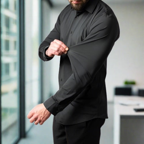 Knitterfreies Hemd | Bügelfrei | Stretch | Button-Up Hemd | Herrenhemd-Chaps Herrenmode
