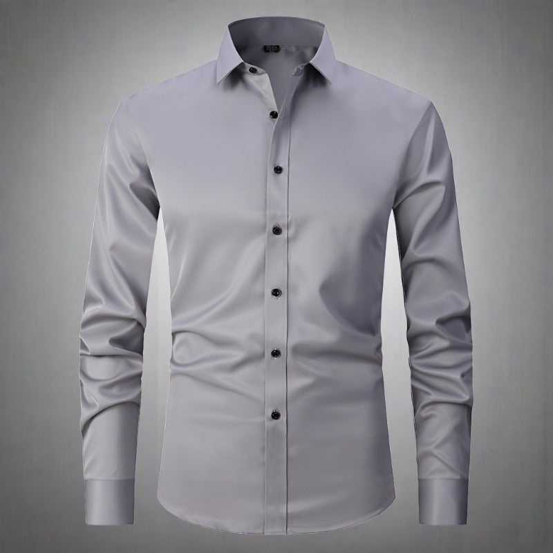 Knitterfreies Hemd | Bügelfrei | Stretch | Button-Up Hemd | Herrenhemd-Grau-S-Chaps Herrenmode