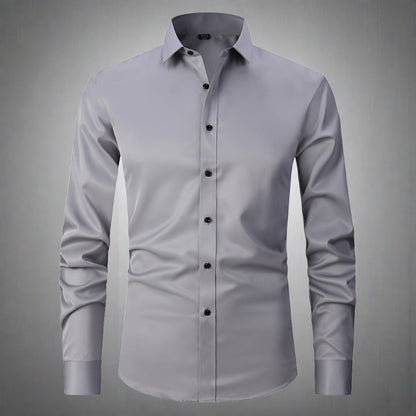 Knitterfreies Hemd | Bügelfrei | Stretch | Button-Up Hemd | Herrenhemd-Grau-S-Chaps Herrenmode