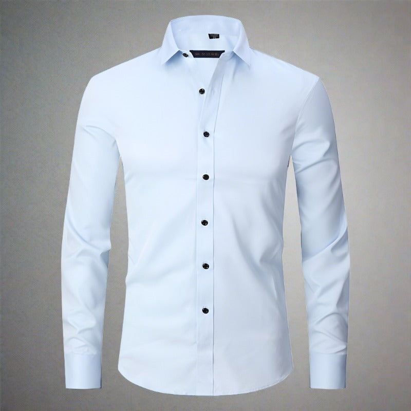 Knitterfreies Hemd | Bügelfrei | Stretch | Button-Up Hemd | Herrenhemd-Hellblau-S-Chaps Herrenmode